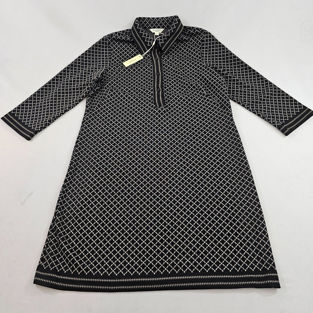 Max Studio London Women Black White Geometric A-Line Dress S 4908B69 BKCMTP13